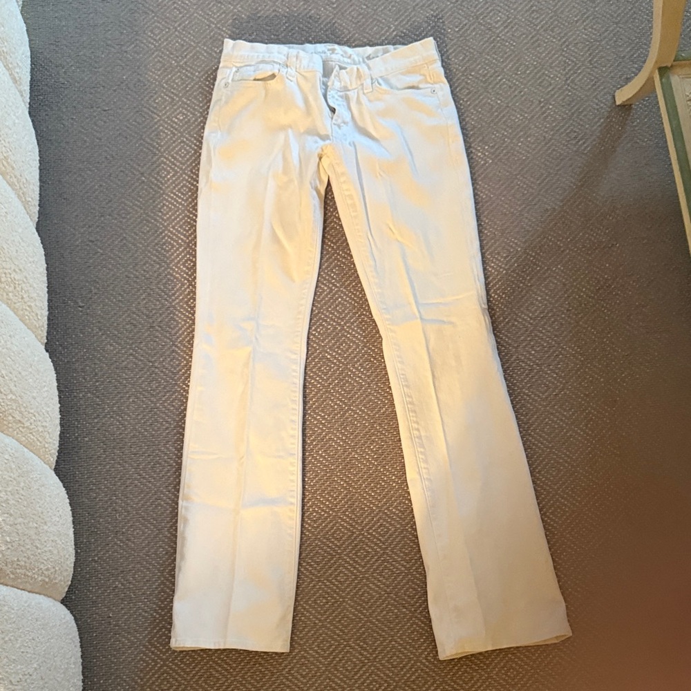 7 For All Mankind Cream Straight Leg Jeans